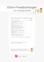 Vorschau - Arbeitsblätter - Eltern-Feedbackbogen zum Schuljahresende - Deckblatt