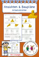 Vorschau - Arbeitsblätter - Ansichten und Baupläne (Würfelgebäude) - mit Lösungen (auch schwarz-weiß) - Deckblatt