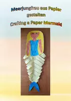 Vorschau - Mal- und Bastelvorlagen - Meerjungfrau basteln / Paper Mermaid craft - Deckblatt