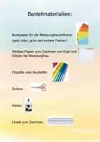 Vorschau - Mal- und Bastelvorlagen - Meerjungfrau basteln / Paper Mermaid craft - Seite 1