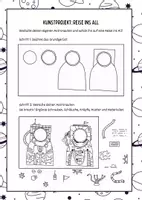 Vorschau - Arbeitsblätter - Kunstprojekt: Reise ins All - Astronaut Schritt für Schritt - Seite 1