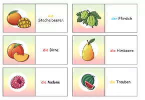 Vorschau - Spiele - Domino "Das Obst" mit Arbeitsblatt - DaZ / DaF / Deutsch - Seite 2