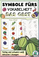 Vorschau - Mal- und Bastelvorlagen - Symbole für Vokabelheft "Verben - Was kann ich mit Obst und Gemüse tun?" DaZ / DaF / Deutsch - Deckblatt