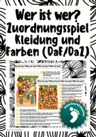 Vorschau - Arbeitsblätter - Wer ist wer? Zuordnungsspiel Kleidung und Farben - DaF/DaZ - Deckblatt