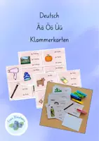 Vorschau - Spiele - Deutsch Klammerkarten Umlaute ä ö ü - Deckblatt