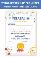 Vorschau - Poster - Teilnehmerurkunde. Urkunde für Kinder. Urkunde Teilnehmer. Zeugnis Zertifikat. Auszeichnung für kreative Leistungen in der Grundschule. Urkunde für den Kunstunterricht. - Deckblatt