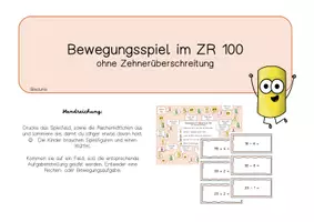 Vorschau - Stationenlernen - Bewegungsspiel im ZR 100 ohne Zehnerüberschreitung - Deckblatt