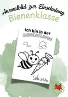 Vorschau - Mal- und Bastelvorlagen - Ausmalbild zur Einschulung Bienenklasse - Deckblatt