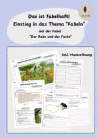 Vorschau - Arbeitsblätter - Einstieg Fabeln und Fabeln erschließen: Der Rabe und der Fuchs (inkl. Musterlösung) - Deckblatt