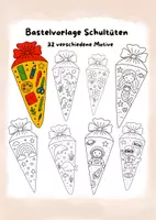 Vorschau - Mal- und Bastelvorlagen - Materialpaket - Schulstart: Einschulungsgeschenke, Schwungübungen & Schultüten zum Basteln - Deckblatt