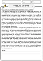 Vorschau - Arbeitsblätter - Vorbilder und Idole Arbeitsblätter mit Fragen + Lösungen Lesetraining Lesen - Seite 1