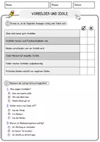 Vorschau - Arbeitsblätter - Vorbilder und Idole Arbeitsblätter mit Fragen + Lösungen Lesetraining Lesen - Seite 2