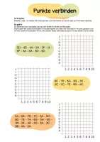 Vorschau - Arbeitsblätter - Gitternetzrätsel Punkte verbinden Mathe Koordinatensystem - Seite 1