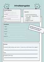 Vorschau - Arbeitsblätter - Inhaltsangabe - Deckblatt