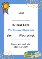 Vorschau - Anderer Materialtyp - Vorlesewettbewerb Urkunde - Deckblatt