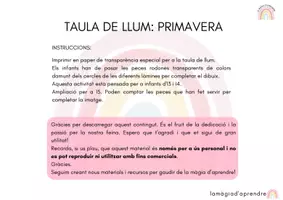 Vista previa - Tarjetas / Manipulativos - Taula de llum primavera - página 1