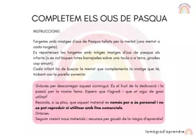 Vista previa - Tarjetas / Manipulativos - Completem els ous de Pasqua - página 1