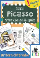 Vorschau - Stundenentwürfe - KUNST Pablo Picasso Steckbrief, Quiz, Kubismus - Deckblatt