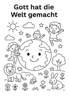 Vorschau - Arbeitsblätter - Materialpaket: 21 kindgerechte Ausmalbilder für Religion - Deckblatt
