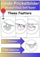 Vorschau - Mal- und Bastelvorlagen - runde Prickelbilder / Fensterbilder Thema Faultiere - Grundschule - Bastelvorlagen - Deckblatt