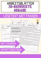 Vorschau - Arbeitsblätter - 3D-gedruckte Organe Arbeitsblätter mit Fragen + Lösungen Technik AB - Deckblatt