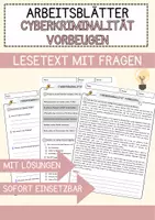 Vorschau - Arbeitsblätter - Cyberkriminalität vorbeugen Arbeitsblätter mit Fragen + Lösungen Technik AB - Deckblatt