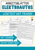 Vorschau - Arbeitsblätter - Elektroautos Arbeitsblätter mit Fragen + Lösungen Technik AB - Deckblatt