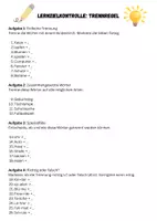 Vorschau - Test - Lernzielkontrolle: Trennregeln - Deckblatt