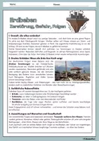 Vorschau - Arbeitsblätter - ERDBEBEN und ihre Folgen - Ausführliche Erklärung mit Aufgaben und Lösungen - Seite 1