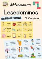 Vorschau - Spiele - Lesedominos differenziert für die Freiarbeit 4 Versionen - Deckblatt