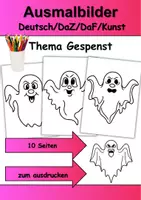 Vorschau - Mal- und Bastelvorlagen - Ausmalbilder Thema Gespenster - Grundschule - Bastelvorlagen - Deckblatt