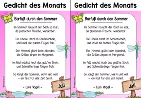 Vorschau - Arbeitsblätter - Gedicht des Monats - Juli (2 unterschiedliche) - Seite 1