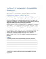 Vorschau - Arbeitsblätter - Aristoteles - Der Mensch als zoon politikon - Seite 1