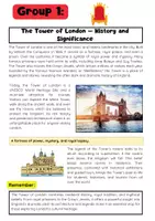 Vorschau - Arbeitsblätter - London Sights Group Work – Tower of London, Big Ben, London Eye, Buckingham Palace - Seite 1