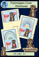 Vorschau - Mal- und Bastelvorlagen - Postmappe Otterklasse 🦦 | Klassentier Otter | A4 & A5 Vorlage beschriftbar - Deckblatt