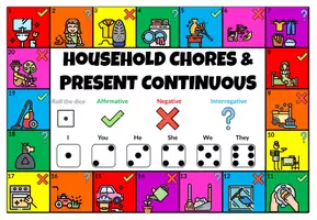 Aperçu - Jeux - HOUSEHOLD CHORES & PRESENT CONTINUOUS – Board Game - Page 1