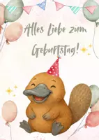 Vorschau - Bildkarten - Süße Geburtstagskarte Schnabeltier - Seite 1