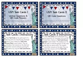 Vorschau - Spiele - USA Task Cards mit QR Codes und Einsatzideen - Seite 1