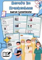 Vorschau - Mal- und Bastelvorlagen - Berufe im Krankenhaus: Lesetexte zum Ausschneiden - Deckblatt