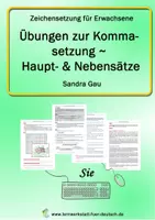 Vorschau - Unterrichtsreihen - Übungen zur Kommasetzung - Haupt- und Nebensatz (Sie) - Deckblatt