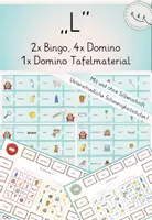 Vorschau - Spiele - Buchstabe L, Freiarbeitsmaterial, Einführung Buchstabe L, 4x Domino, 2x Bingo, 1x Tafel-Domino, mehrfach differenziert, mit Selbstkontrolle - Deckblatt