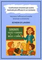 anteprima - Esercizi - Confrontare sinonimi per scelta lessicale più efficace in un contesto - Scheda di lavoro - Pagina di copertina