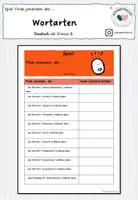 Vorschau - Arbeitsblätter - Spiel: Finde jemanden, der ... (Wortarten) - Deckblatt