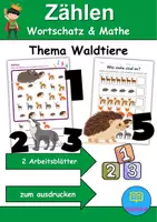Vorschau - Arbeitsblätter - Tiere im Wald Zählen/Mathematik - Klasse 1 und 2 - Deckblatt