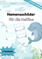 Vorschau - Bildkarten - Namensschilder + Ausmalbild für deine Delfinklasse zur Einschulung - Deckblatt