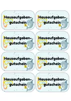 Vorschau - Bildkarten - Hausaufgabengutscheine in 2 Größen für deine Delfinklasse - Seite 1