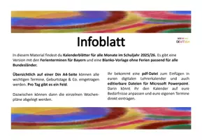 Vorschau - Lehrpläne/Lehrermaterial - Lehrerkalender 2025/26 Teil 4: Monatsübersichten - editierbar! - Seite 2