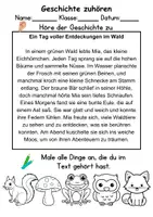 Vorschau - Mal- und Bastelvorlagen - Tiere im Wald Leseverstehen und Wortschatz - DaZ/DaF, Deutsch, Sachunterricht - Seite 1