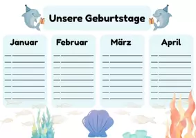 Vorschau - Bildkarten - Geburtstagskalender für deine Delfinklasse - Seite 1