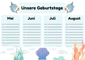 Vorschau - Bildkarten - Geburtstagskalender für deine Delfinklasse - Seite 2